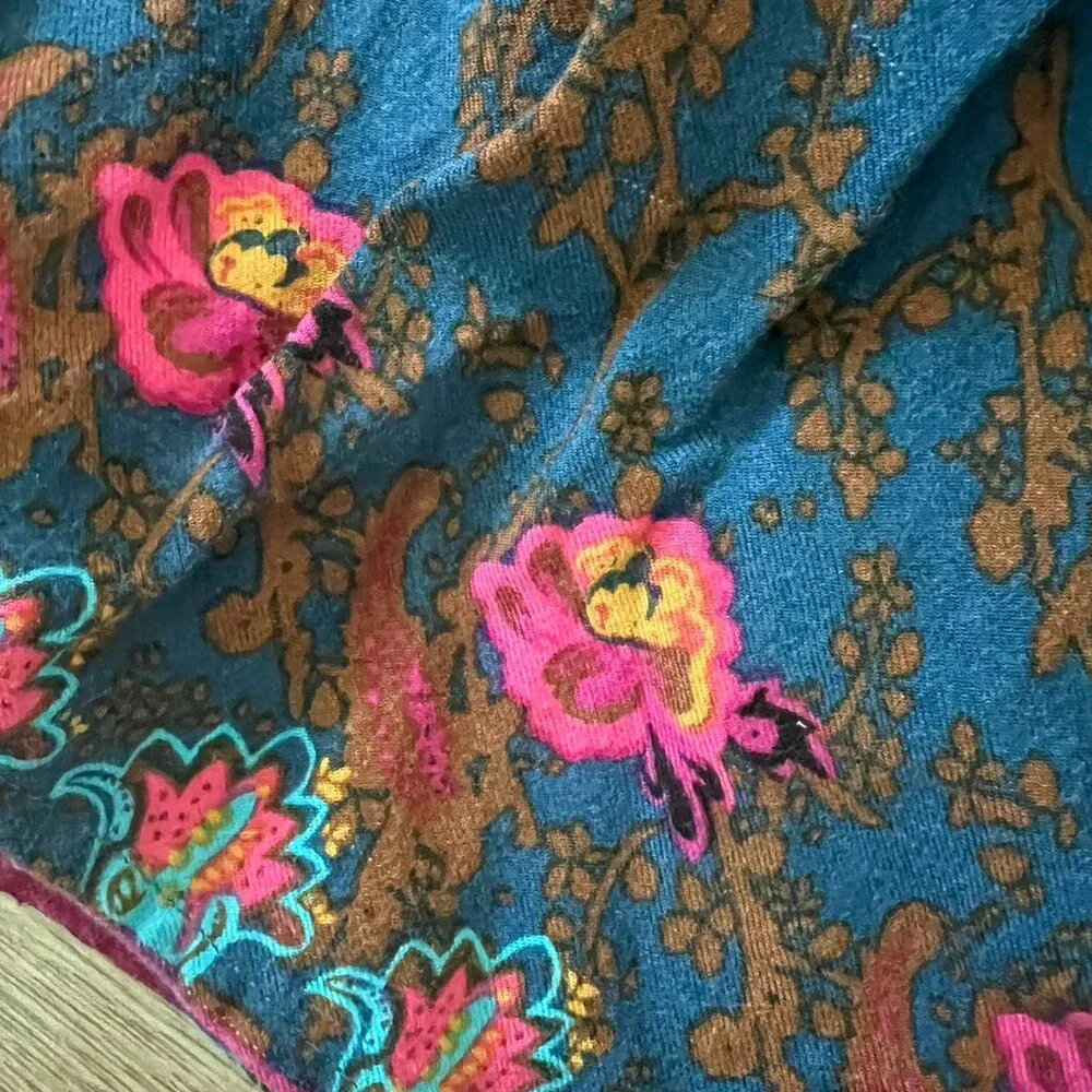 Monsoon Girls Long Sleeve Floral Pattern Dress Blue and Pink 2-3yrs - Picture 3 of 7